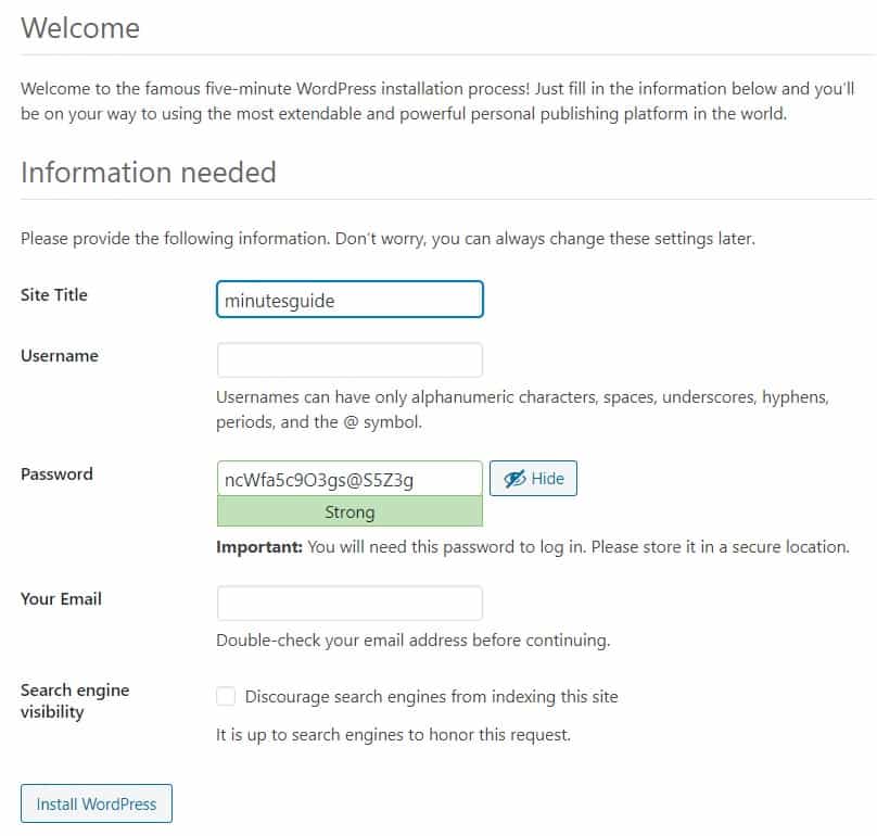 how to install wordpress